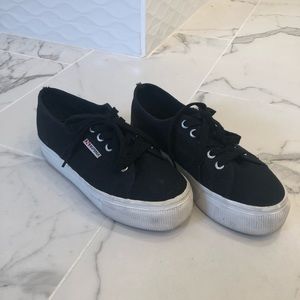 Black Platform Supergas Shoes